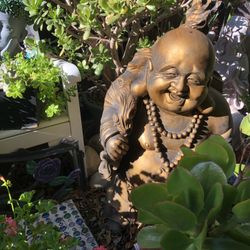 Buddha Statue Approximately 3 Feet Tall Bronze And Gold Color