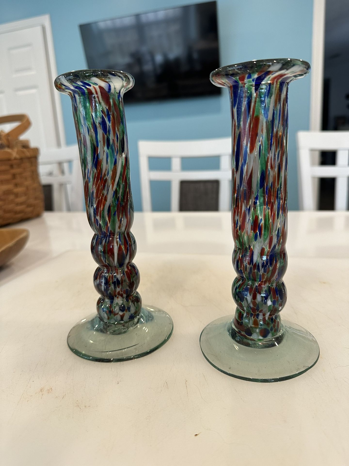 Beautiful Blown Glass Candle Sticks