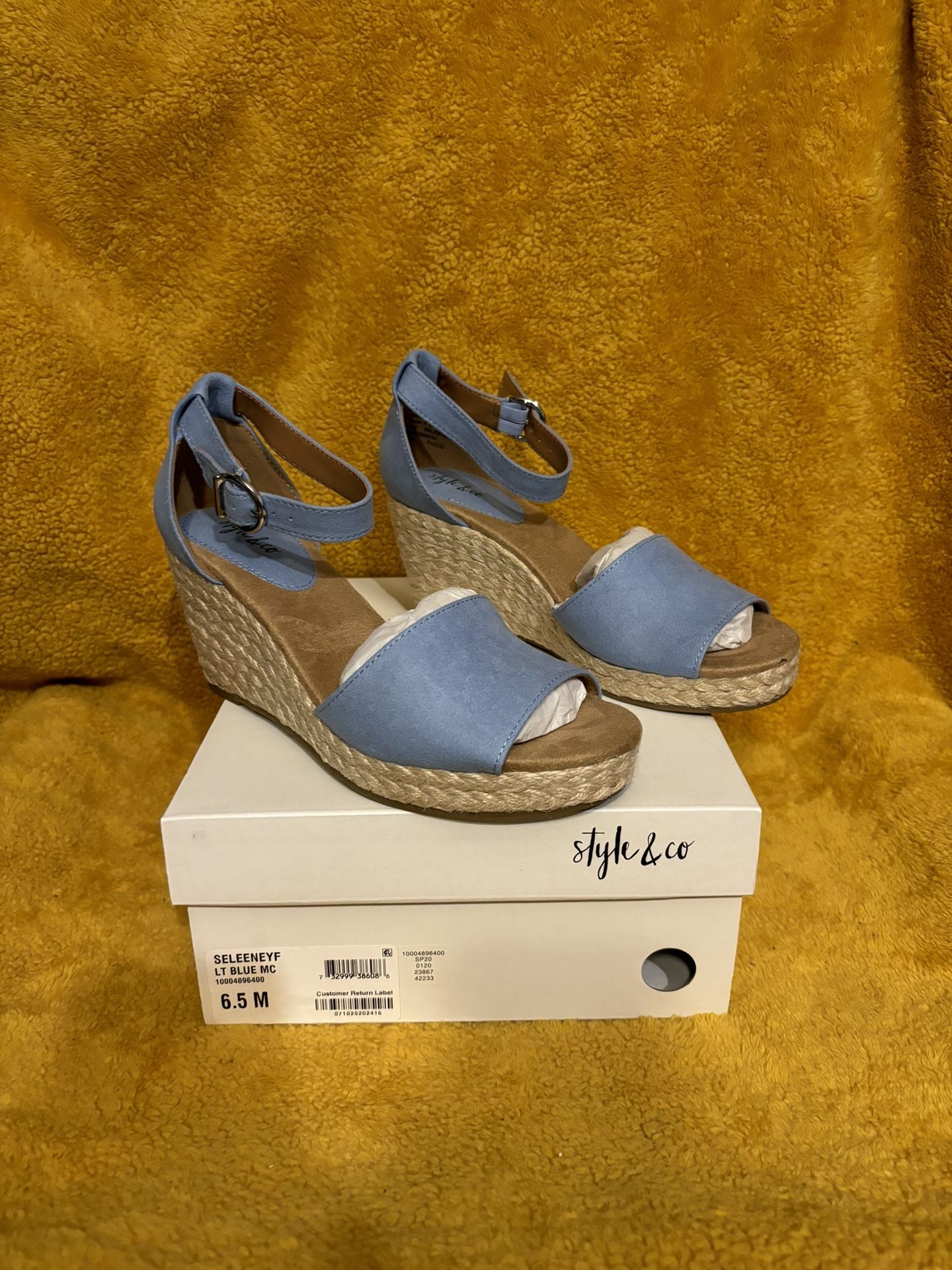Style & Co Seleeney Light Blue Wedge Sandals