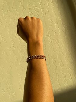 Rose Gold Cuban Link Bracelet w/ Rhinestones