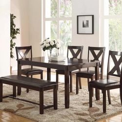Brand New Espresso 6pc Dining Table Set 