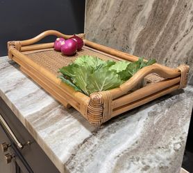 MCM rattan food tray handcrafted