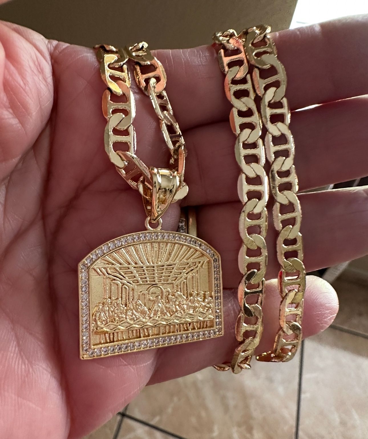 Gold Filled Chain With Last Supper Pendant