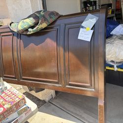 Wood Queen Sleigh Bed - FRAME ONLY, No Mattress 