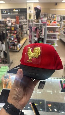 BIGG BOSS Red Snapback Cap with Gold Rooster Emblem