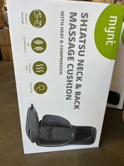 Mynt Shiatsu Neck and Back Massager with Heat & Air Compression - 3D Deep Tissue Kneading Massage Chair Pad for Full Body Stress Relief