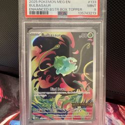 Pokemon PSA 9 Bulbasaur #133 Enhanced Booster Box Topper Mega Evolution