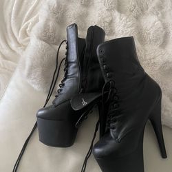 Black Platform Lace-Up High Heel Boots – Bold Statement Piece