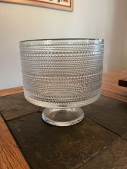 Glass Trifle Bowl with Pedestal, Footed Dessert Stand, Vintage Centerpiece Bowl