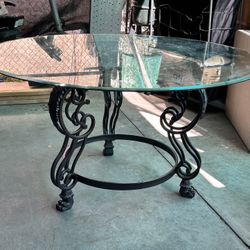 Glass Round Table With Metal Base 