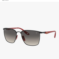 Ray-Ban Unisex RB3673M Scuderia Ferrari Collection Square Sunglasses, Matte Black/Grey Gradient Dark Grey, 56 mm