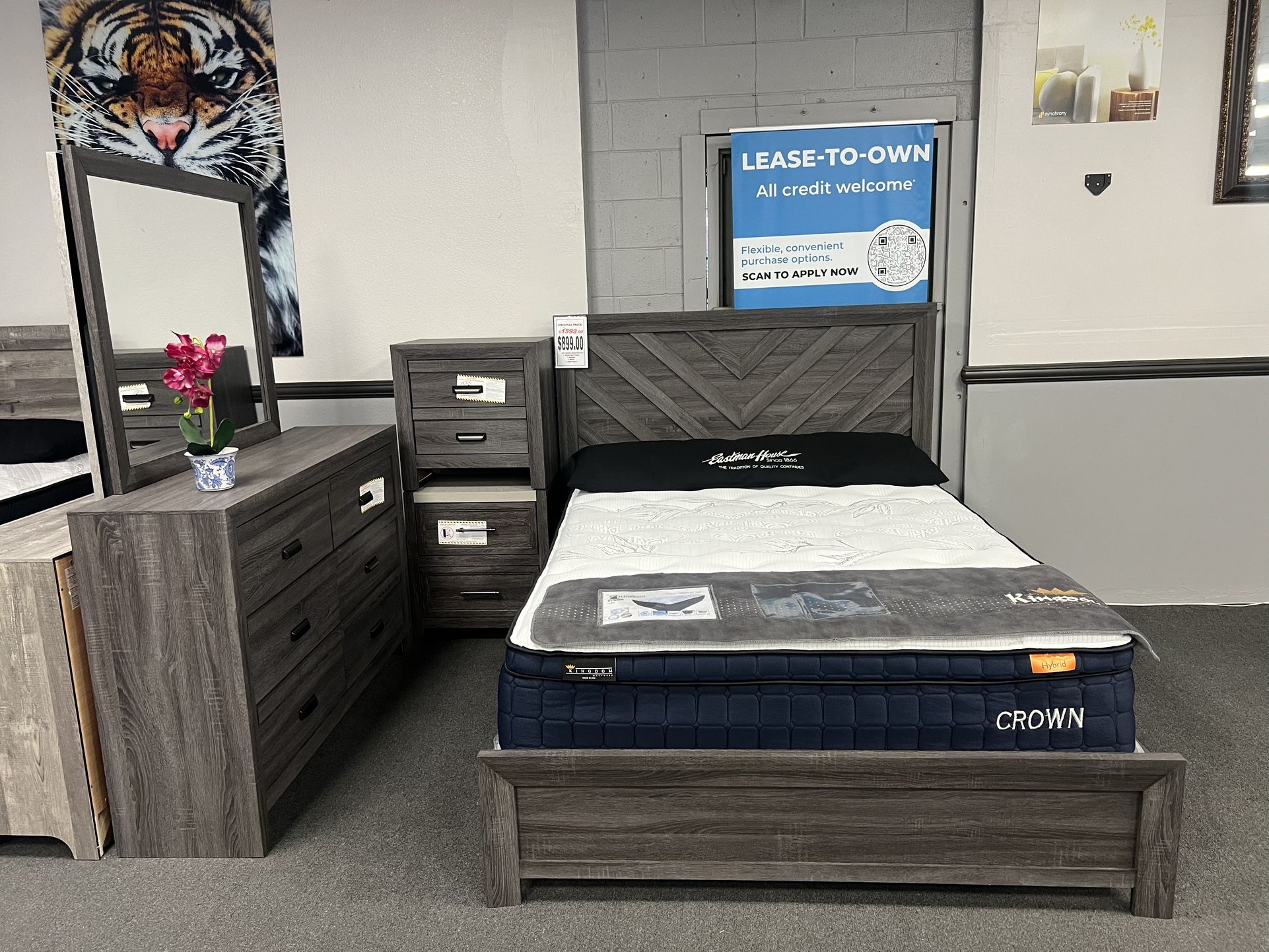 4PC Gray Queen Bedroom Set 