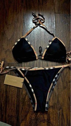 Burberry Women's 2-Piece Bikini Set, Classic Black and Brown Triangle Set