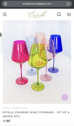 ESTELLE COLORED WINE STEMWARE - SET OF 5 MIXED SET}