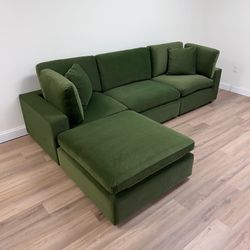 New Olive Green Velvet Cloud Couch Sectional
