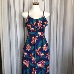 Tropical Ruffle Maxi Dress Size S