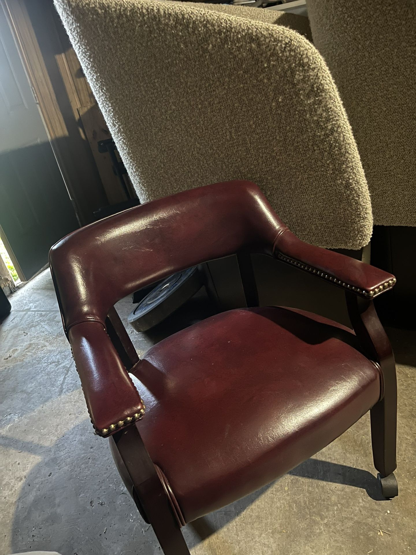 Vintage Type Chair Red Leather / Black Wood 3 Chairs Available