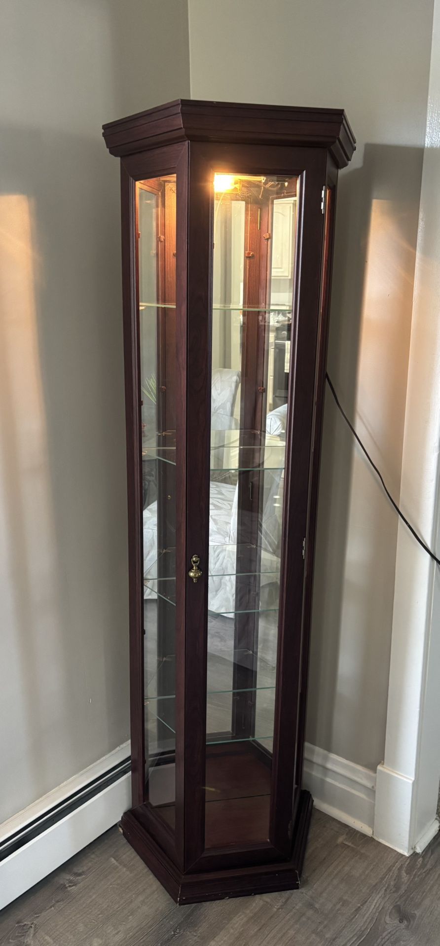 Curio Cabinet In Cherry Wood