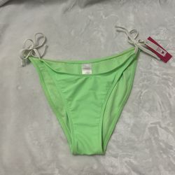 Women’s neon lime green high leg scoop waist bikini bottom size large
