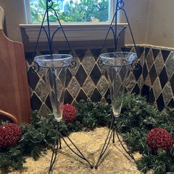 Elegant Black Metal Candle Holders 