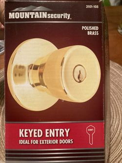 Mountain Security Keyed Entry Polished Brass Door Knob