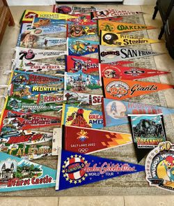 Vintage Felt Pennants  All Included In The Price. Not Selling Individually.  32 Total Vintage Banners. Firm On The Price 