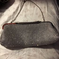 Silver Rhinestone And Mesh Purse 