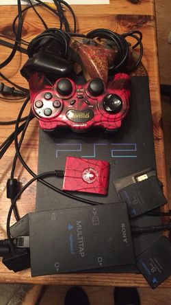 PS2 , multi tap, 3 controllers, 3 memory cards