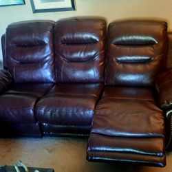 Power Reclining Couch Soft Touch Control Vegan Leather 