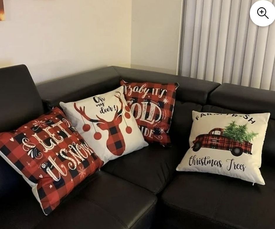4 Pieces of Polyester Christmas Cushion Covers, Sofa Cushions, Christmas Ornament Pillow
