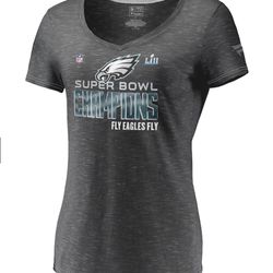 XL Philadelphia Eagles NFL Pro Line Branded Women's Super Bowl LII Champions Trophy Collection Locker Room T-Shirt - Heathered Charcoal