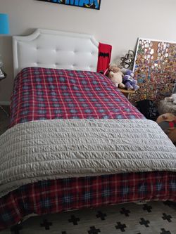 White Platform Bed Full Size with Headboard