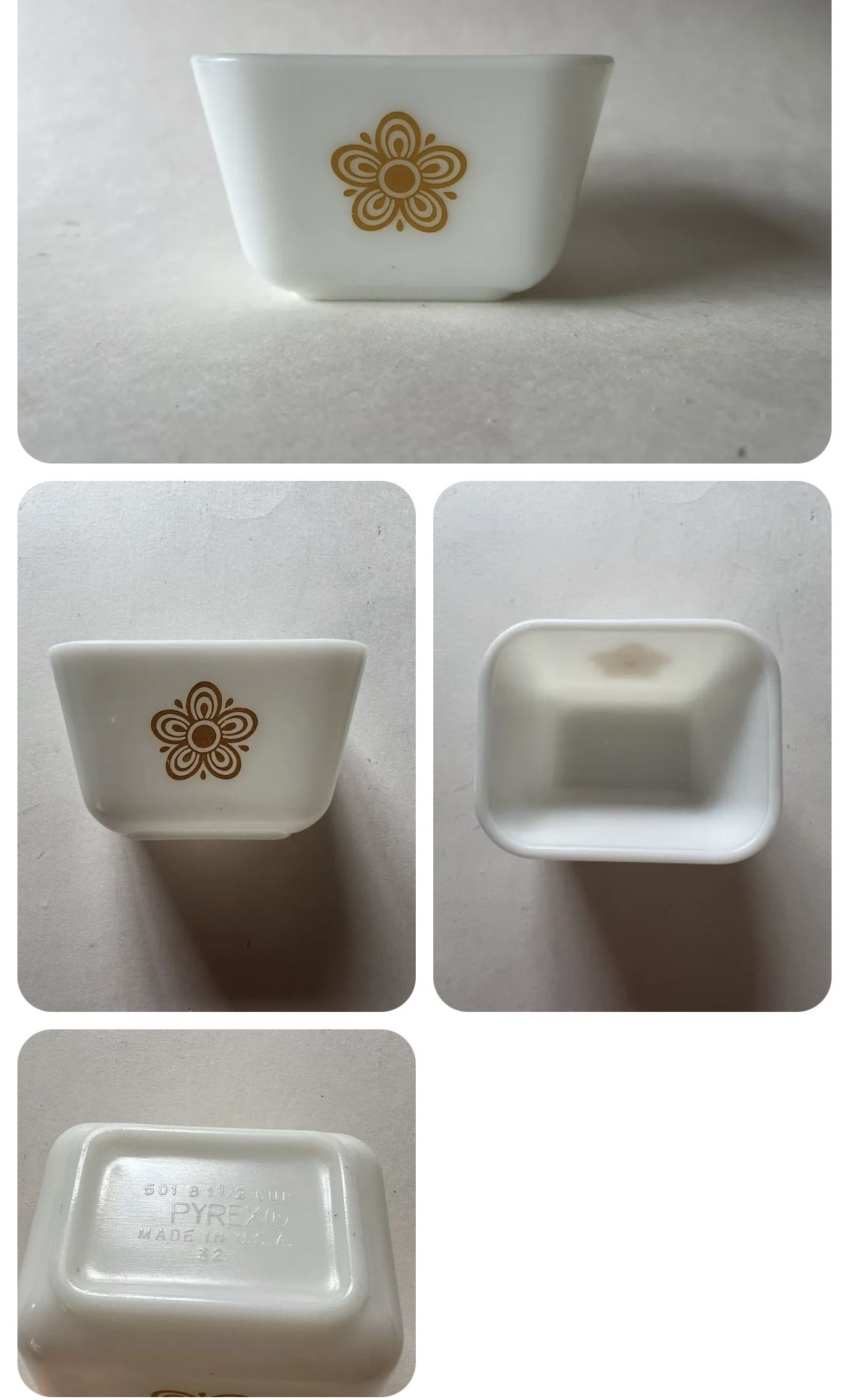 Vintage Pyrex "Butterfly Gold" 501 B -1 1/2 Cup Refrigerator Dish Without Lid. Excellent condition. Undamaged.