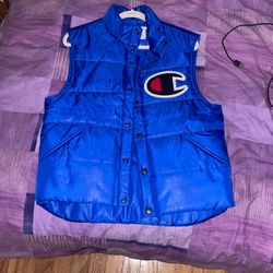 Supreme x Champion Puffer Vest Blue Size Small (Used)
