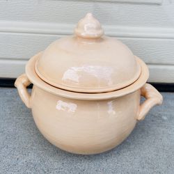 Adorable Ceramic Peach Pot & Lid—Cute Planter