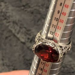 Stunning Sterling Silver Ring Filigree And Looks Like A Garnet