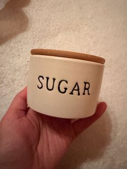 Ceramic Sugar Canister with Bamboo Lid
