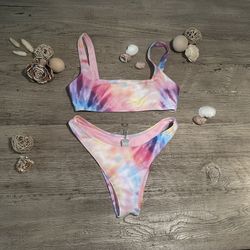 FOREVER 21 pink Tie-Dye Bikini Size L