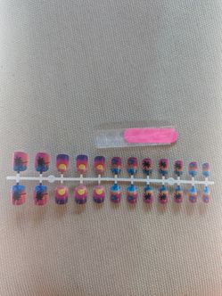 Press on Nails Tropical Sunset Palm Tree Designs