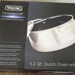 Viking 4-Ply Dutch Oven + lid 5 Quart Laser Clad Titanium cook ware pot  NEW NIB
