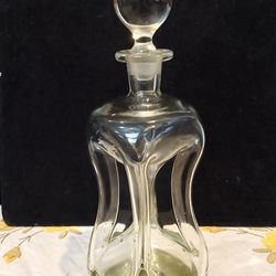 VINTAGE HOLMEGAARD CRYSTAL PINCHED KLUK KLUK BOTTLE DECANTER W/ STOPPER 12"