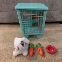 Stuffed bunny with Hutch And Carrot, complete WellieWishers set