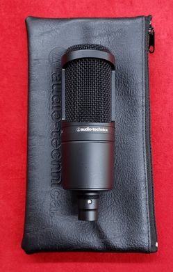 Audio Technica AT2020 Cardioid Condenser Microphone with Soft Case - XLR Mic - Black - Working