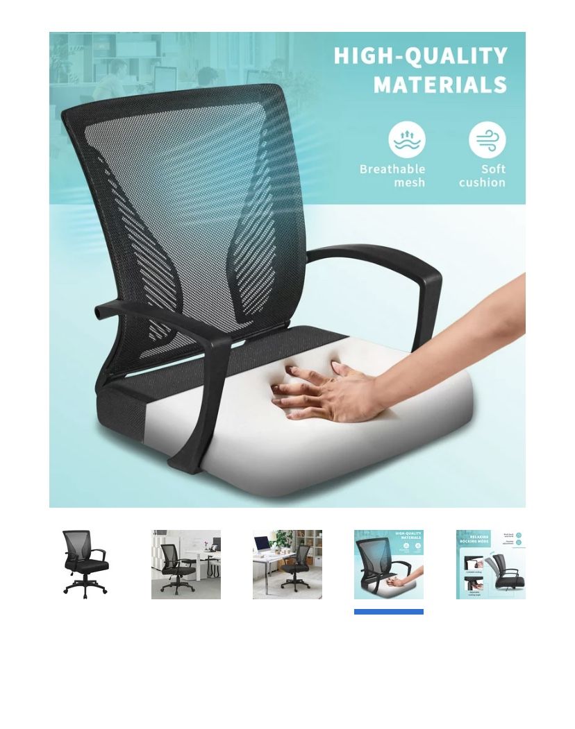 Furmax Office Mid Back Swivel Lumbar Support Desk, Computer Ergonomic Mesh Chair with Armrest
