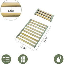 Expandable Roll-Up Dish Drying Rack for Kitchen 11.2”-13.9”, Collapsible Over-The-Sink Dish Drying Rack with Space-Saving Design, Multipurpose Rolling