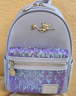 Disney ariel the little mermaid sequined loungefly backpack nwt