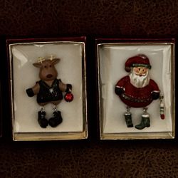 Vintage Christmas Pins with Dangling Boots or Bells - Brand New   $15.00 each