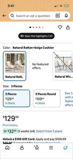 Patio furniture set