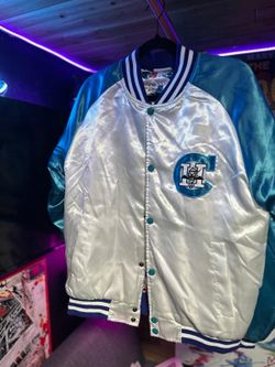 Charlotte Hornets Satin Bomber Jacket WHITE SIZE:MEDIUM