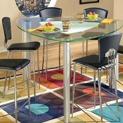 Glass Dining Table w/ 4 Chairs